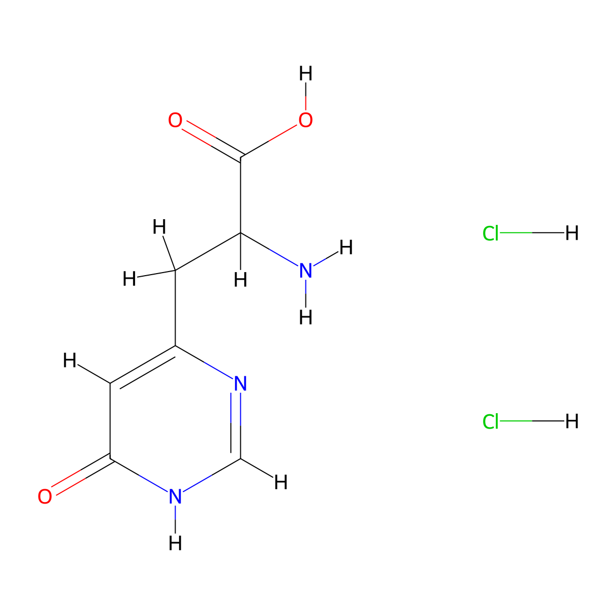 2-Amino-3-(6-hydroxypyrimidin-4-yl)propanoic acid dihydrochloride molecular structure, CAS 2287263-44-7