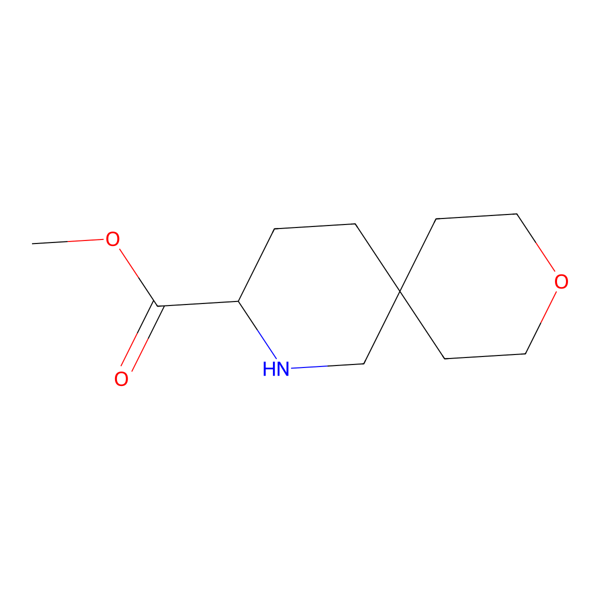 Methyl 9-oxa-2-azaspiro[5.5]undecane-3-carboxylate molecular structure, CAS 2287265-62-5