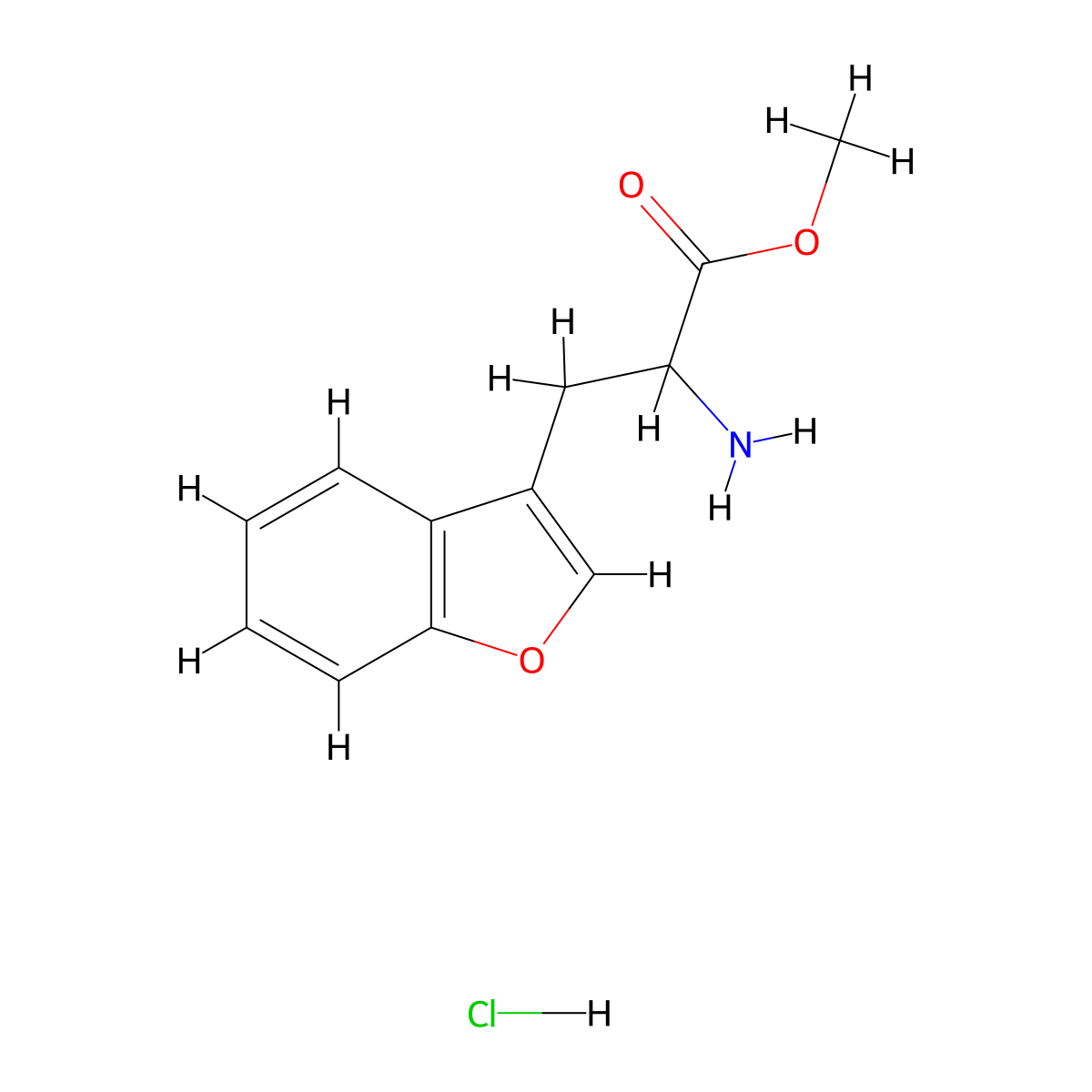 Methyl 2-amino-3-(1-benzofuran-3-yl)propanoate hydrochloride molecular structure, CAS 2287266-57-1