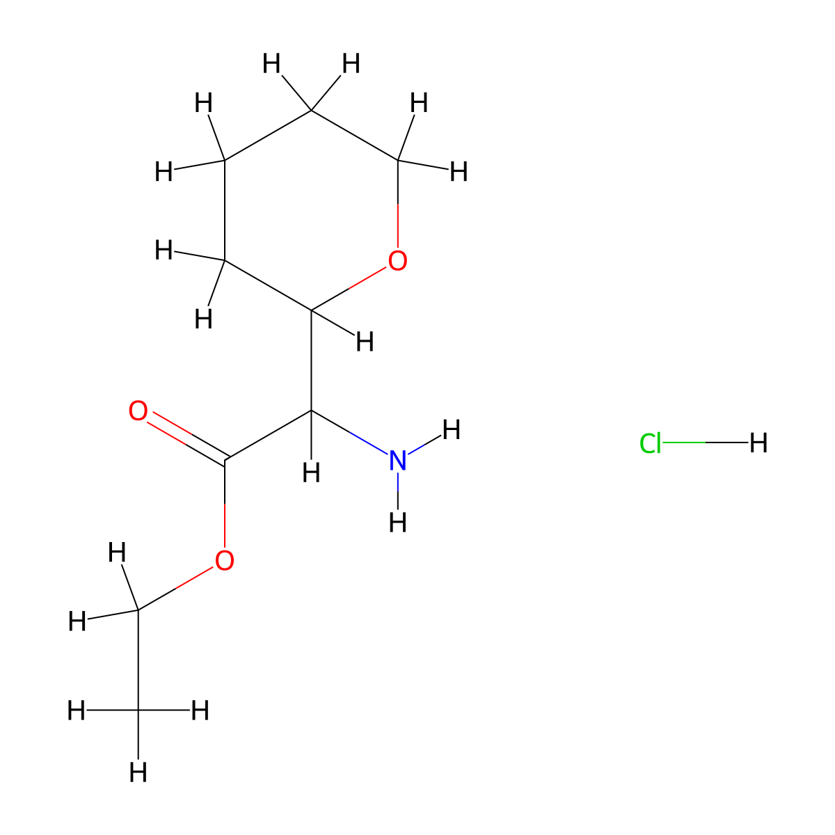 Ethyl2-amino-2-(oxan-2-yl)acetatehydrochloride molecular structure, CAS 2287266-73-1