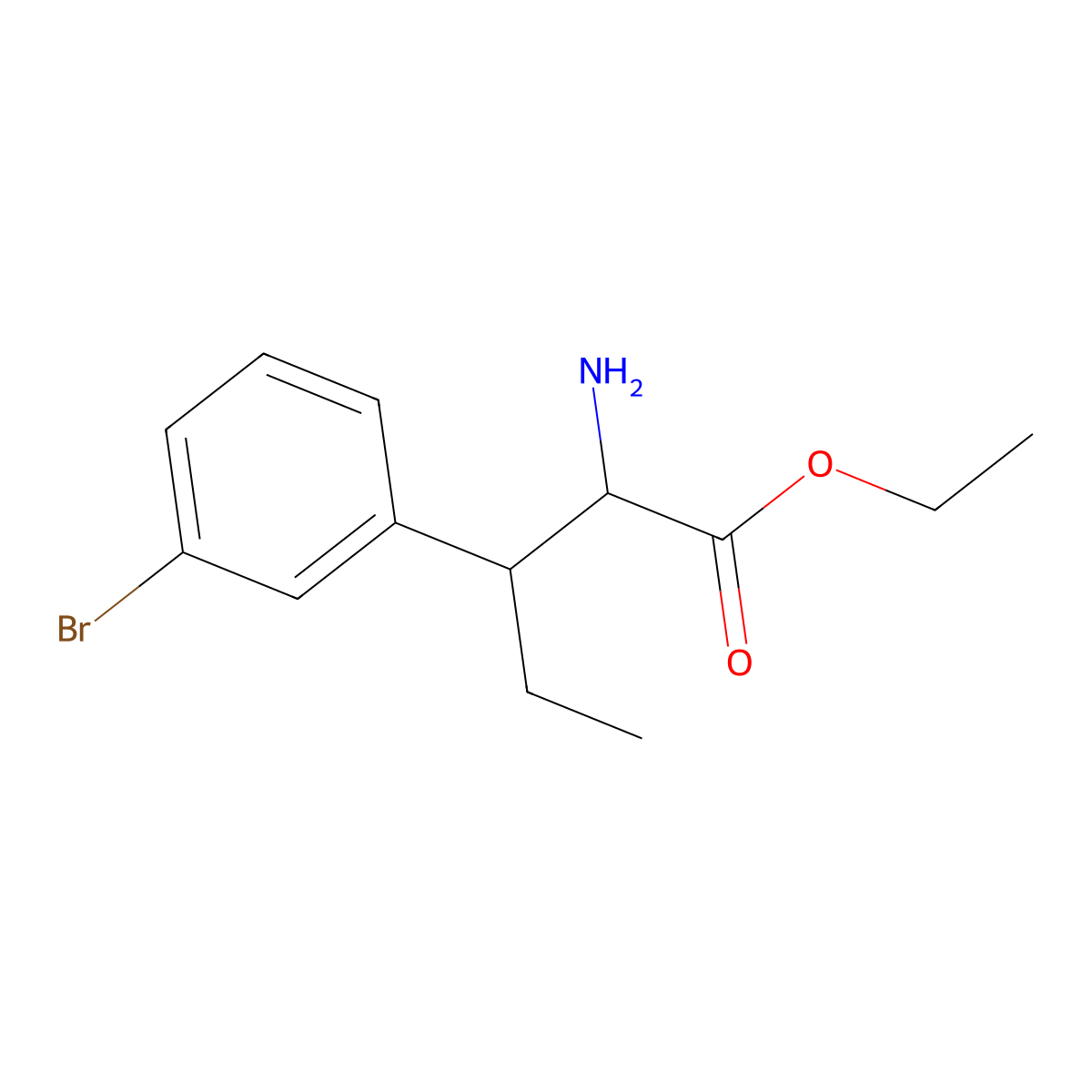 Ethyl 2-amino-3-(3-bromophenyl)pentanoate molecular structure, CAS 2287266-75-3