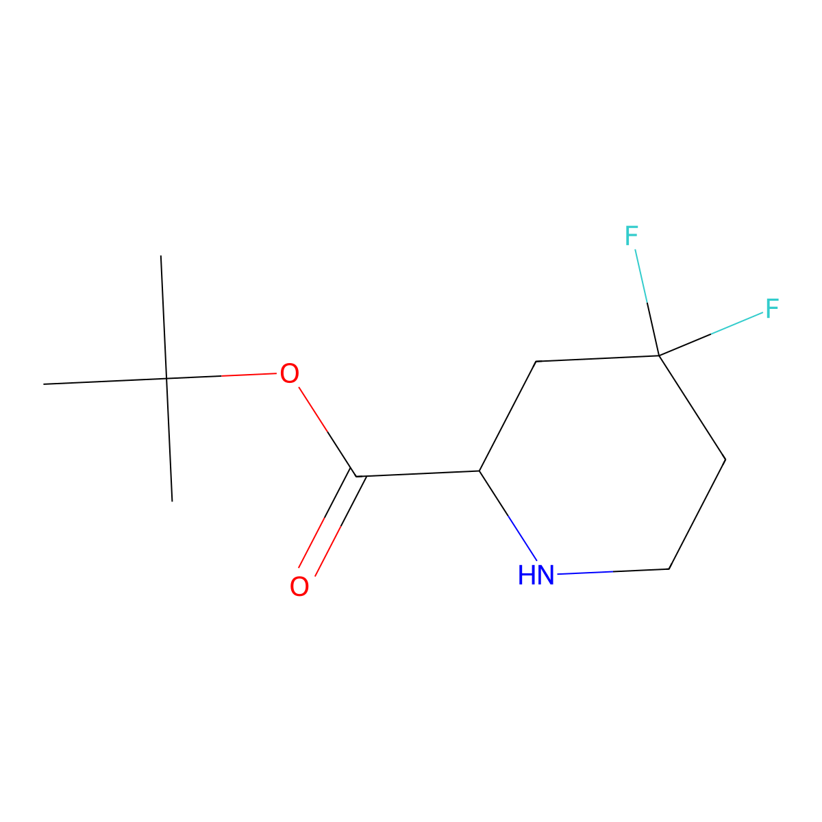 Tert-butyl 4,4-difluoropiperidine-2-carboxylate molecular structure, CAS 2287267-10-9