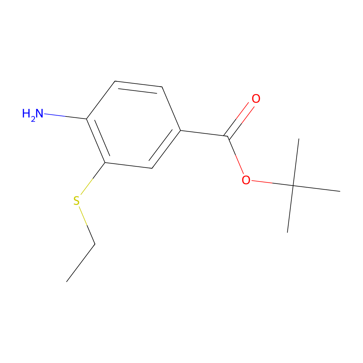 Tert-butyl 4-amino-3-(ethylsulfanyl)benzoate molecular structure, CAS 2287267-88-1