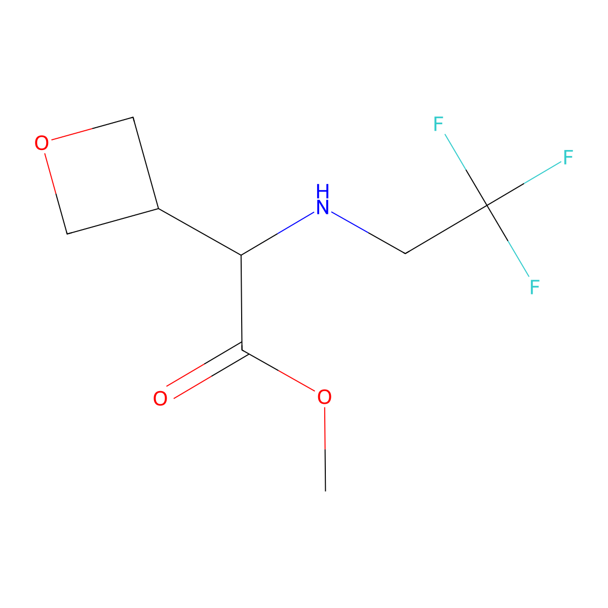 Methyl 2-(oxetan-3-yl)-2-((2,2,2-trifluoroethyl)amino)acetate molecular structure, CAS 2287267-98-3