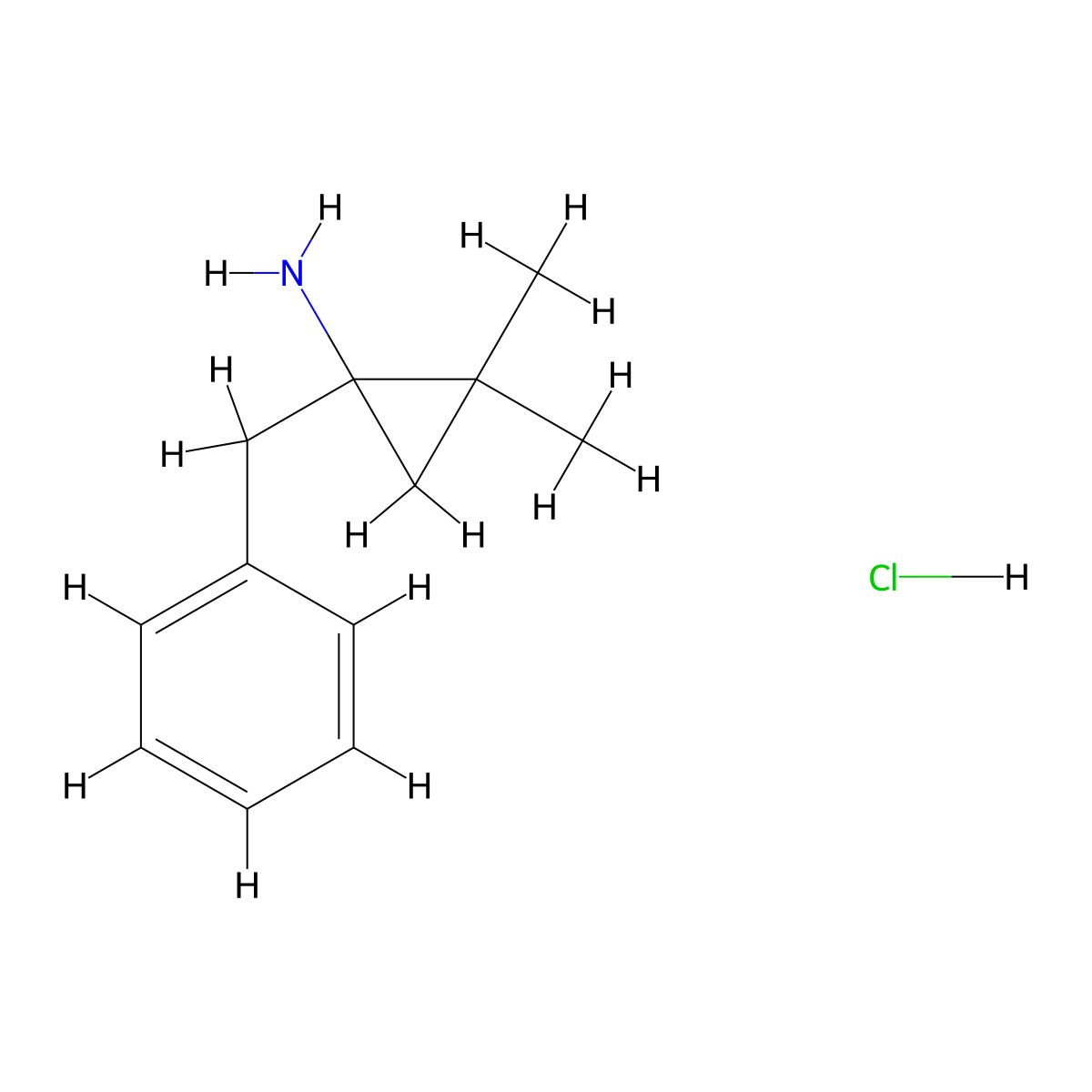1-Benzyl-2,2-dimethylcyclopropan-1-amine hydrochloride molecular structure, CAS 2287268-52-2