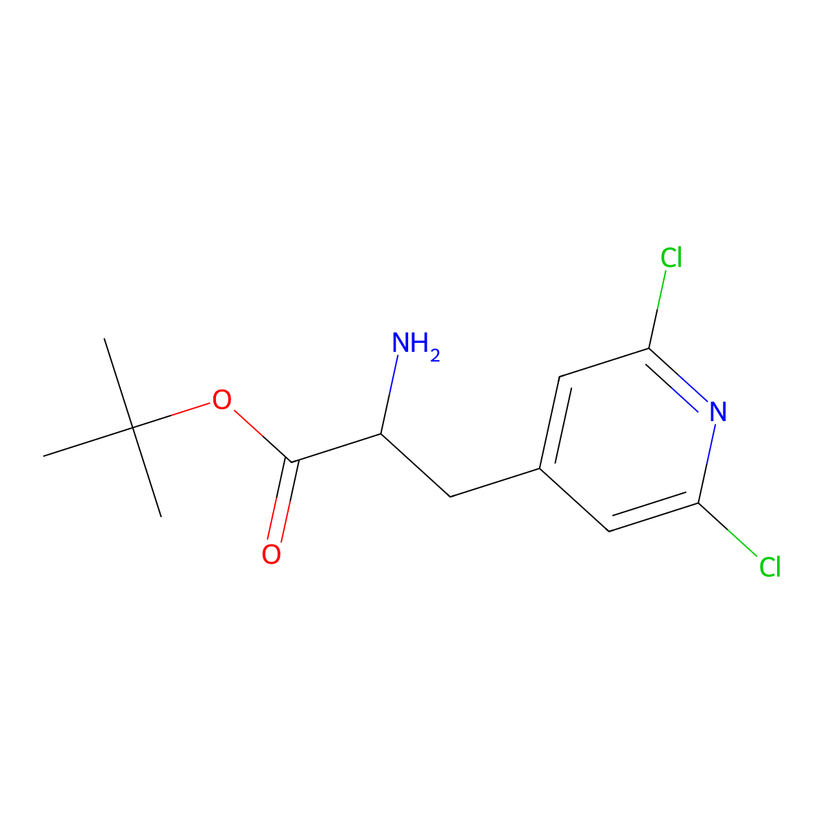 Tert-butyl 2-amino-3-(2,6-dichloropyridin-4-yl)propanoate molecular structure, CAS 2287268-60-2