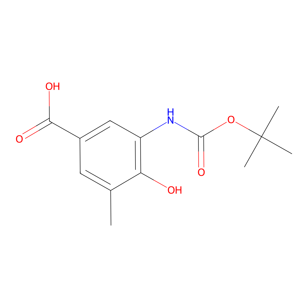 3-{[(Tert-butoxy)carbonyl]amino}-4-hydroxy-5-methylbenzoic acid molecular structure, CAS 2287270-78-2
