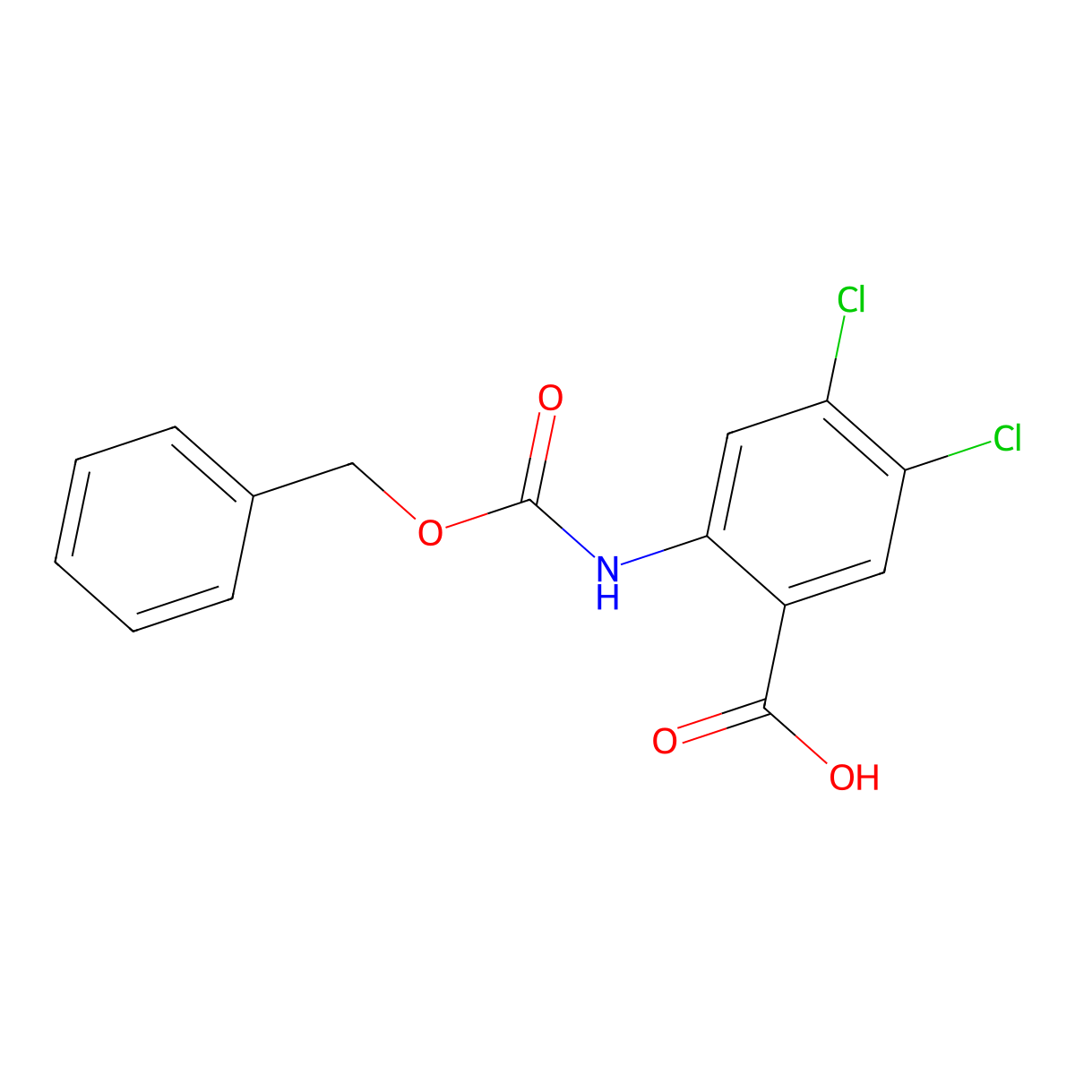 2-{[(Benzyloxy)carbonyl]amino}-4,5-dichlorobenzoic acid molecular structure, CAS 2287270-90-8