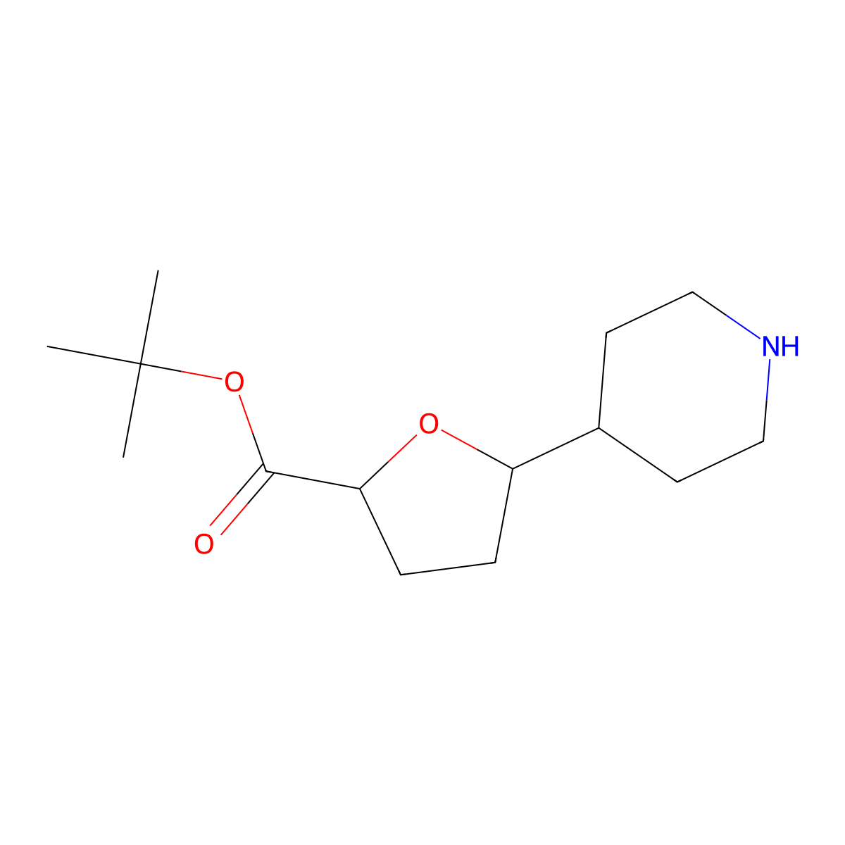Tert-butyl 5-(piperidin-4-yl)oxolane-2-carboxylate molecular structure, CAS 2287270-92-0