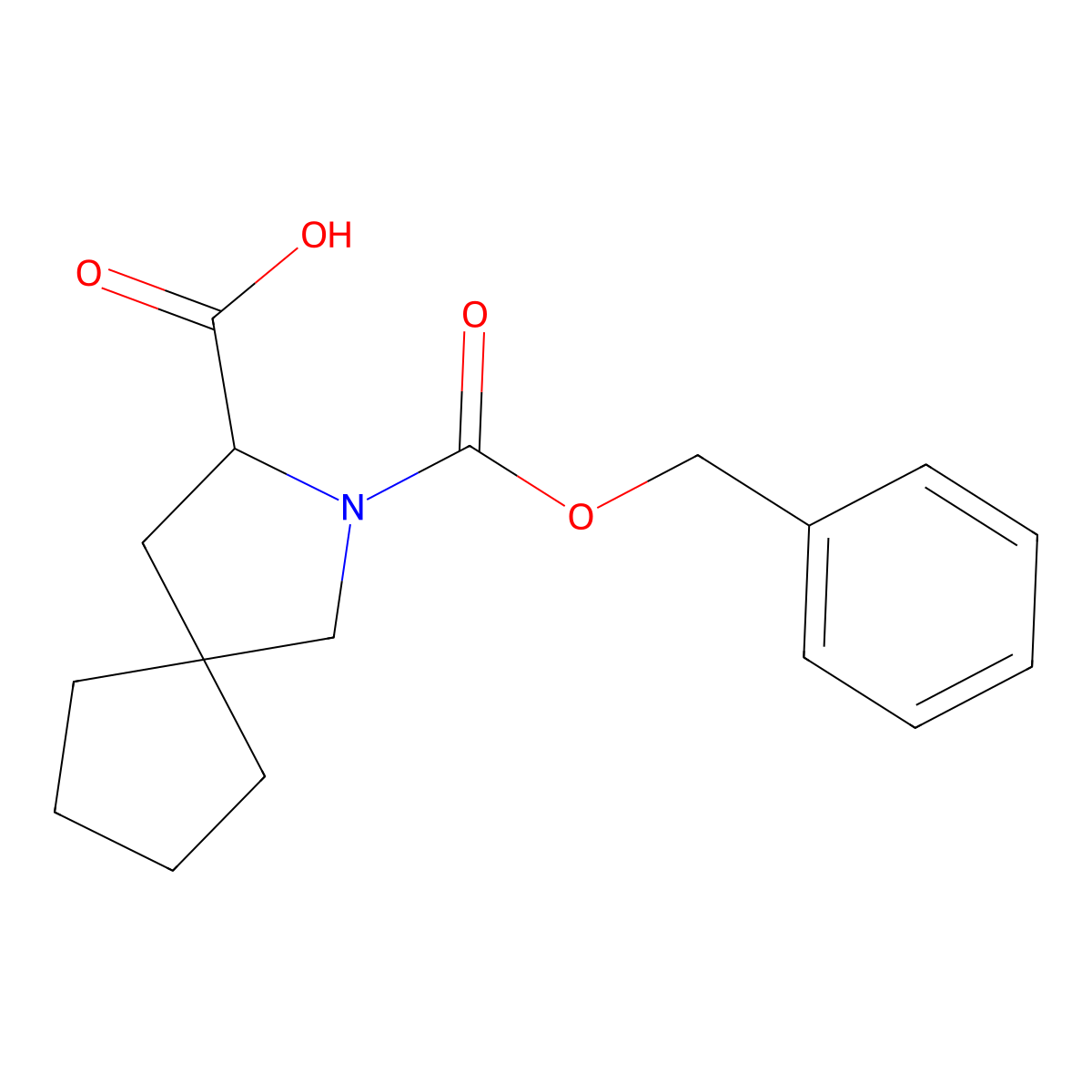 2-[(Benzyloxy)carbonyl]-2-azaspiro[4.4]nonane-3-carboxylic acid molecular structure, CAS 2287270-96-4