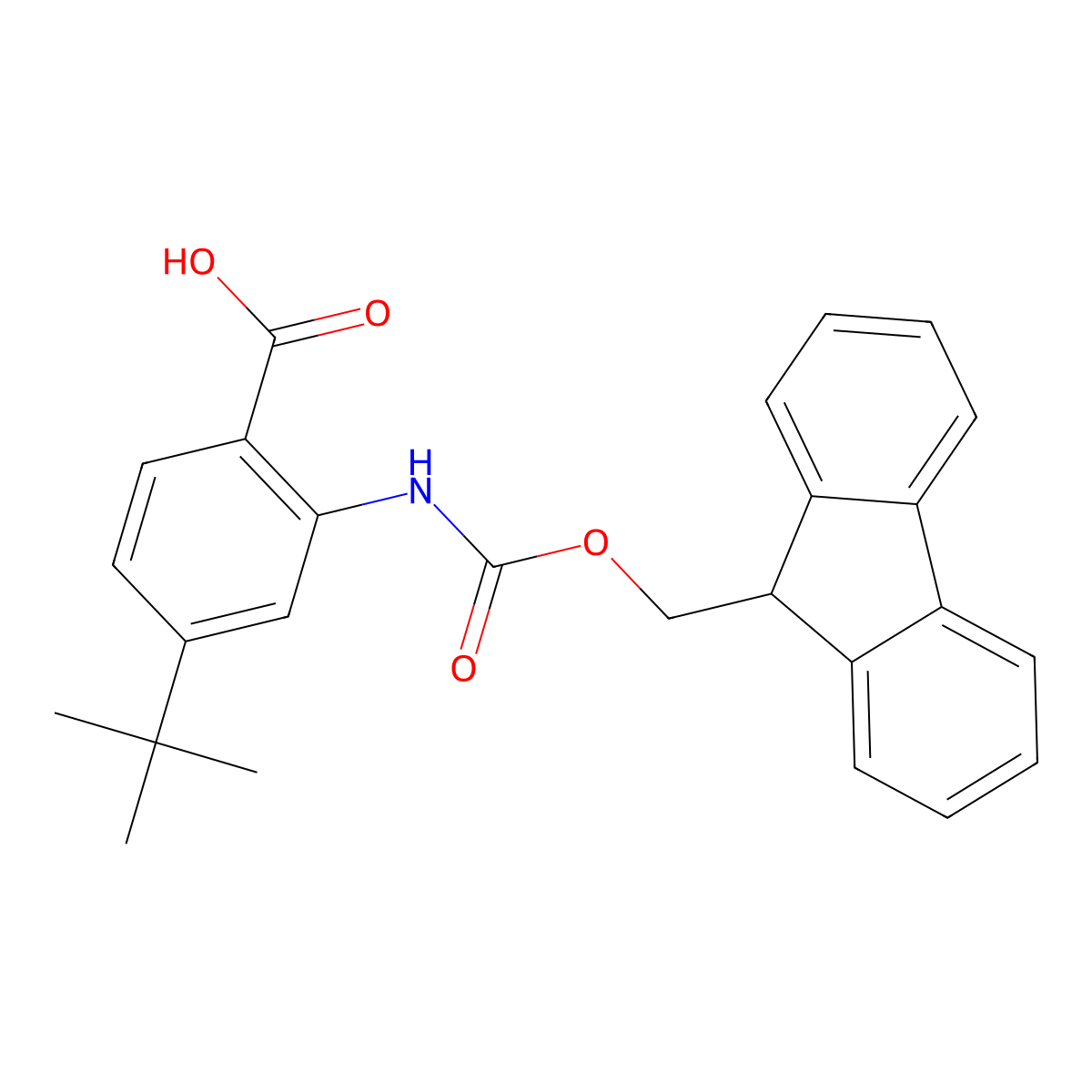 4-tert-butyl-2-({[(9H-fluoren-9-yl)methoxy]carbonyl}amino)benzoic acid molecular structure, CAS 2287270-97-5