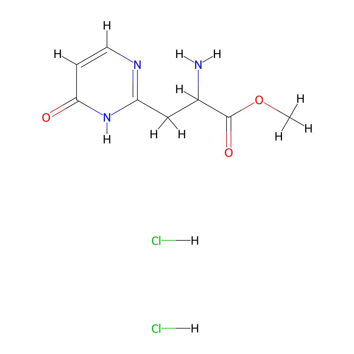 Methyl2-amino-3-(4-hydroxypyrimidin-2-yl)propanoatedihydrochloride molecular structure, CAS 2287270-98-6