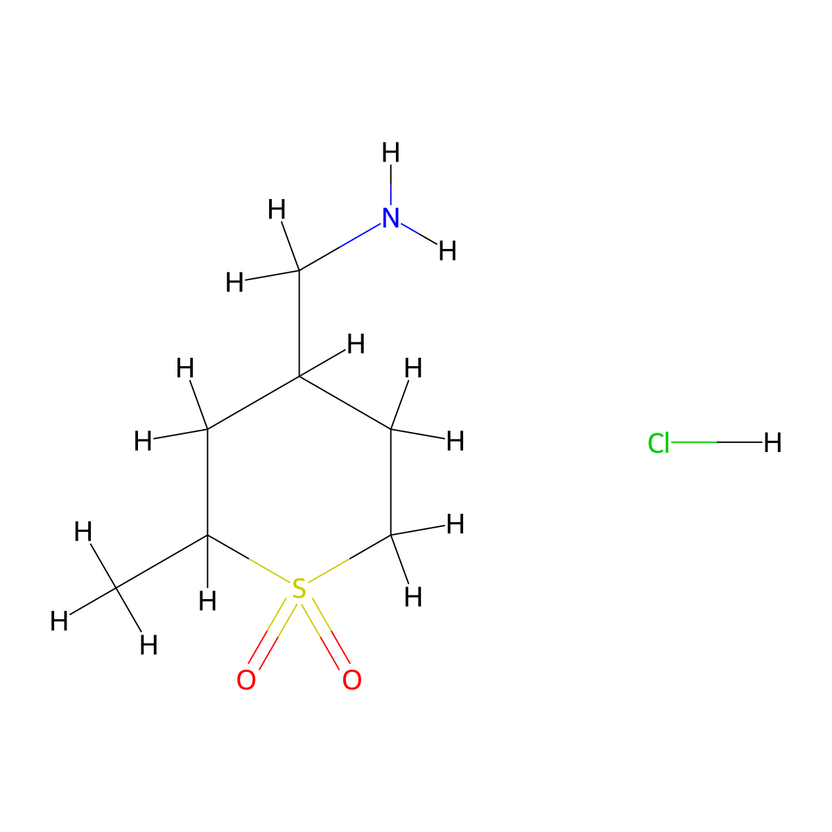 (2-Methyl-1,1-dioxothian-4-yl)methanamine;hydrochloride molecular structure, CAS 2287271-07-0