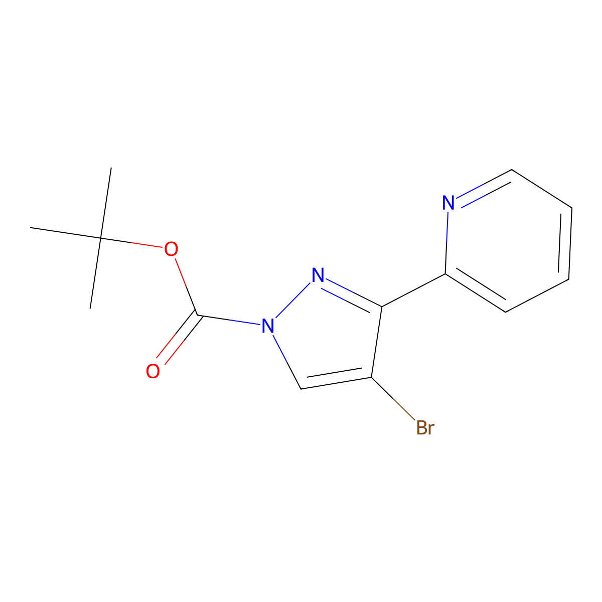 tert-butyl 4-bromo-3-(pyridin-2-yl)-1H-pyrazole-1-carboxylate molecular structure, CAS 2287271-10-5