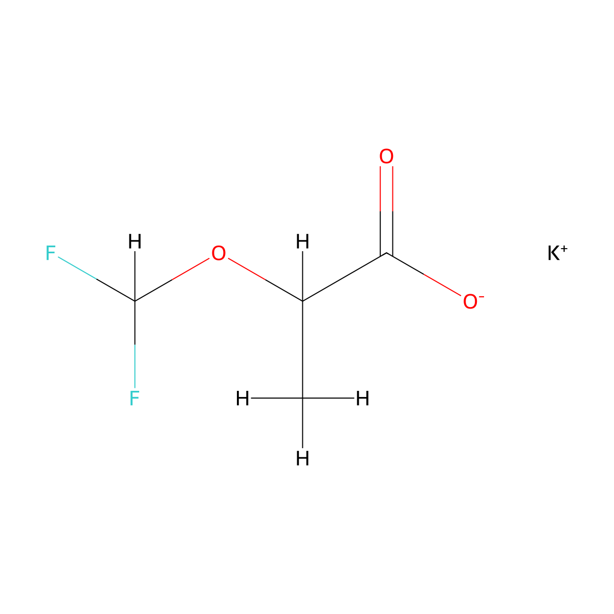 Potassium 2-(difluoromethoxy)propanoate molecular structure, CAS 2287271-11-6