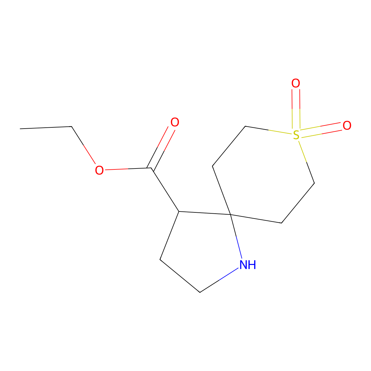 Ethyl 8,8-dioxo-8lambda6-thia-1-azaspiro[4.5]decane-4-carboxylate molecular structure, CAS 2287271-25-2