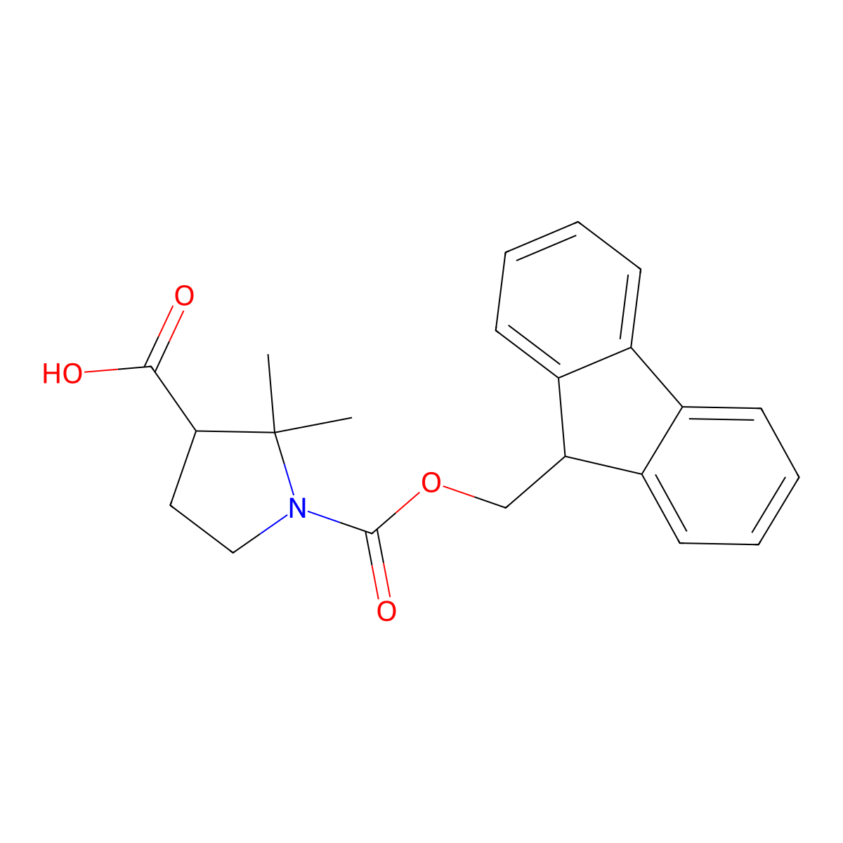 1-(9H-Fluoren-9-ylmethoxycarbonyl)-2,2-dimethylpyrrolidine-3-carboxylic acid molecular structure, CAS 2287271-34-3
