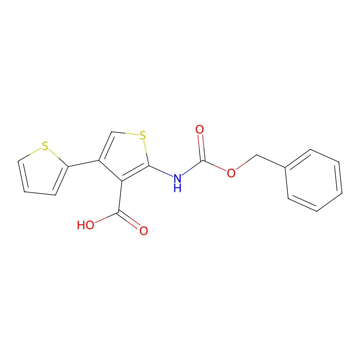 2-{[(Benzyloxy)carbonyl]amino}-4-(thiophen-2-yl)thiophene-3-carboxylic acid molecular structure, CAS 2287271-39-8