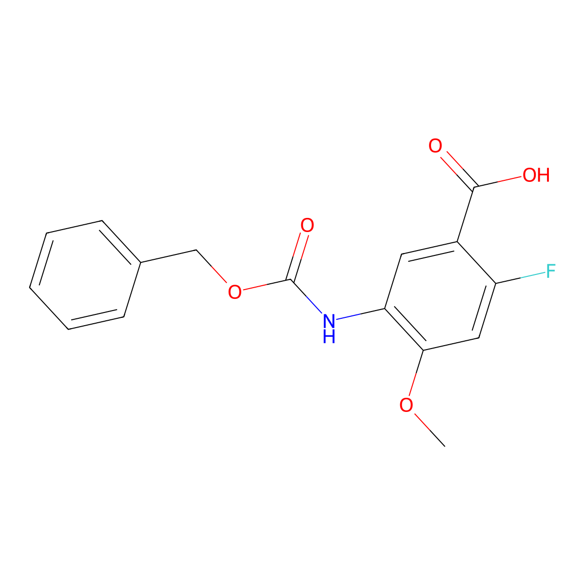 5-{[(Benzyloxy)carbonyl]amino}-2-fluoro-4-methoxybenzoic acid molecular structure, CAS 2287271-44-5