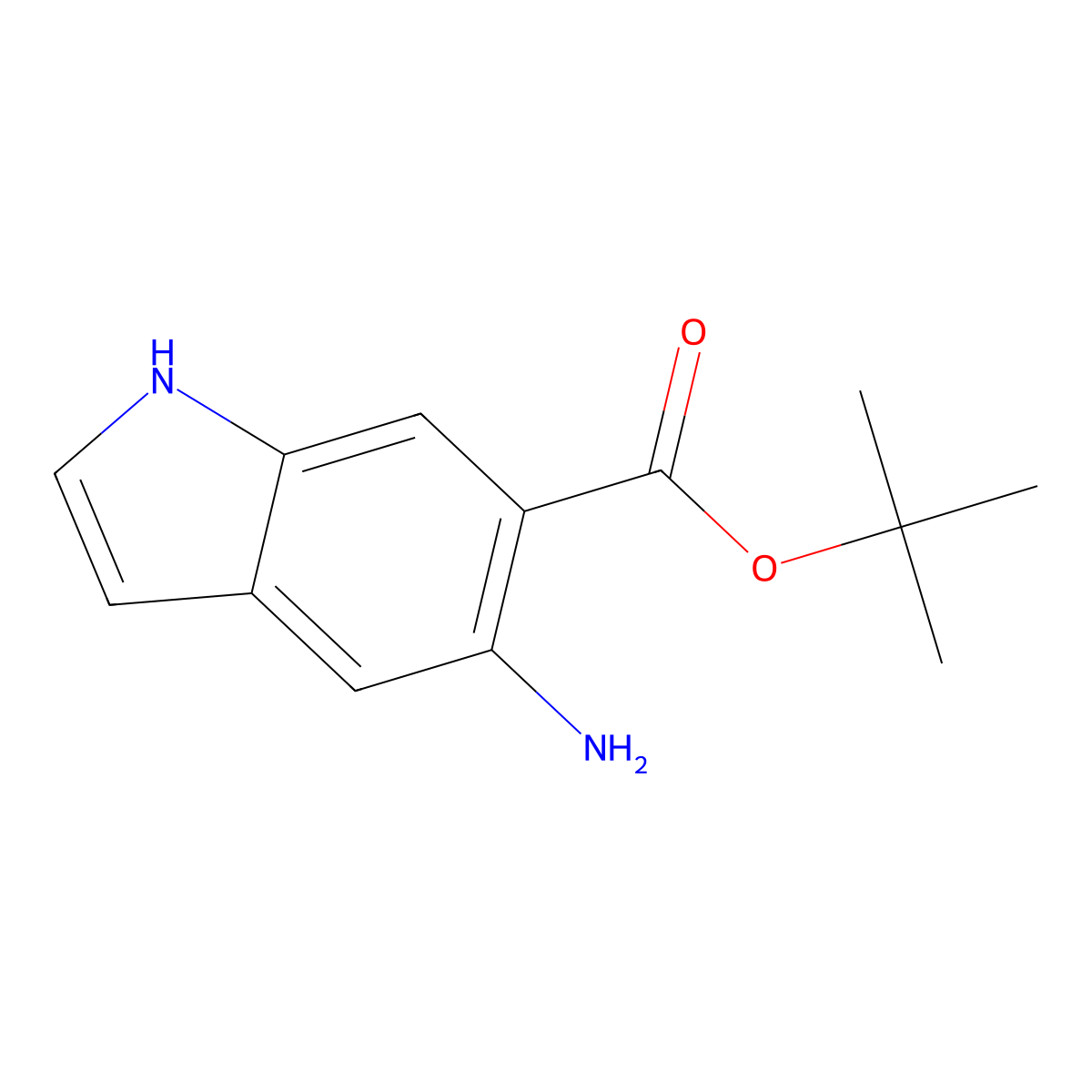 Tert-butyl 5-amino-1H-indole-6-carboxylate molecular structure, CAS 2287271-46-7