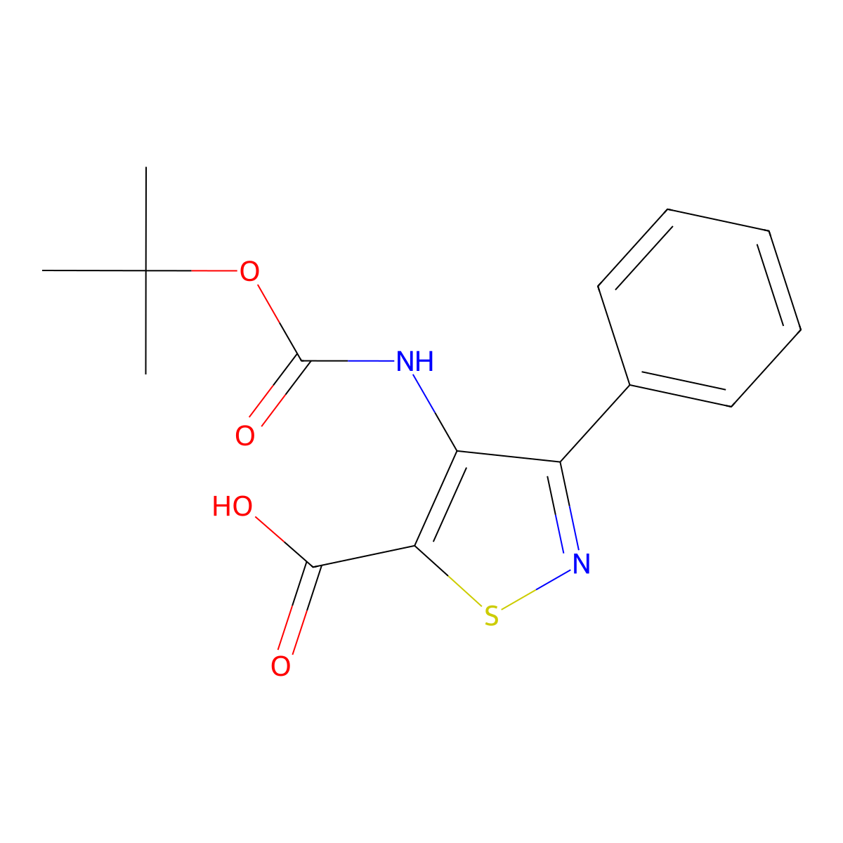4-{[(Tert-butoxy)carbonyl]amino}-3-phenyl-1,2-thiazole-5-carboxylic acid molecular structure, CAS 2287271-53-6