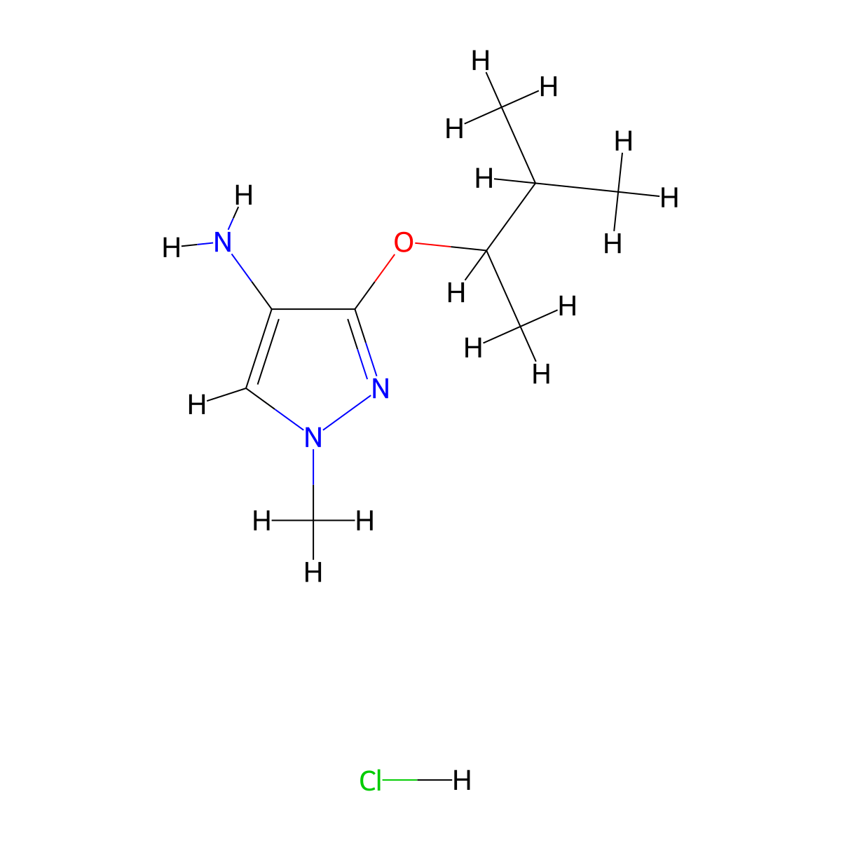 1-methyl-3-[(3-methylbutan-2-yl)oxy]-1H-pyrazol-4-amine hydrochloride molecular structure, CAS 2287271-59-2