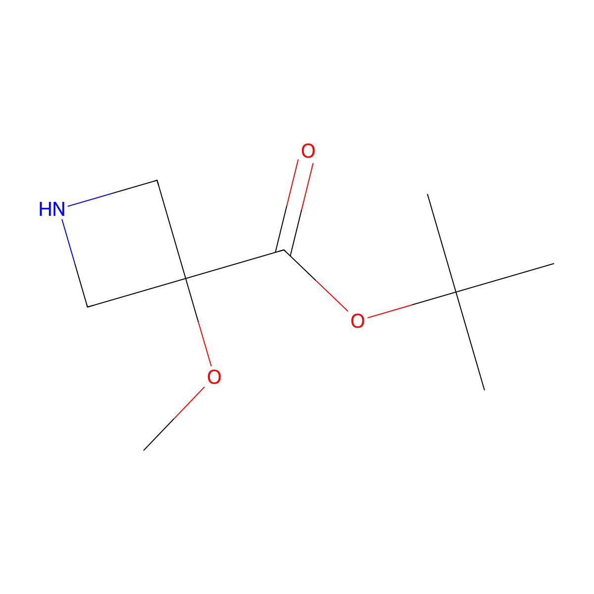 Tert-butyl 3-methoxyazetidine-3-carboxylate molecular structure, CAS 2287271-60-5