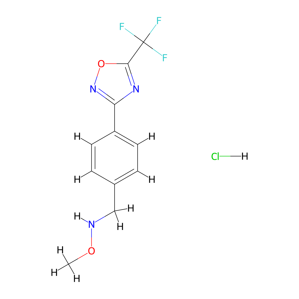Methoxy({4-[5-(trifluoromethyl)-1,2,4-oxadiazol-3-yl]phenyl}methyl)aminehydrochloride molecular structure, CAS 2287271-67-2
