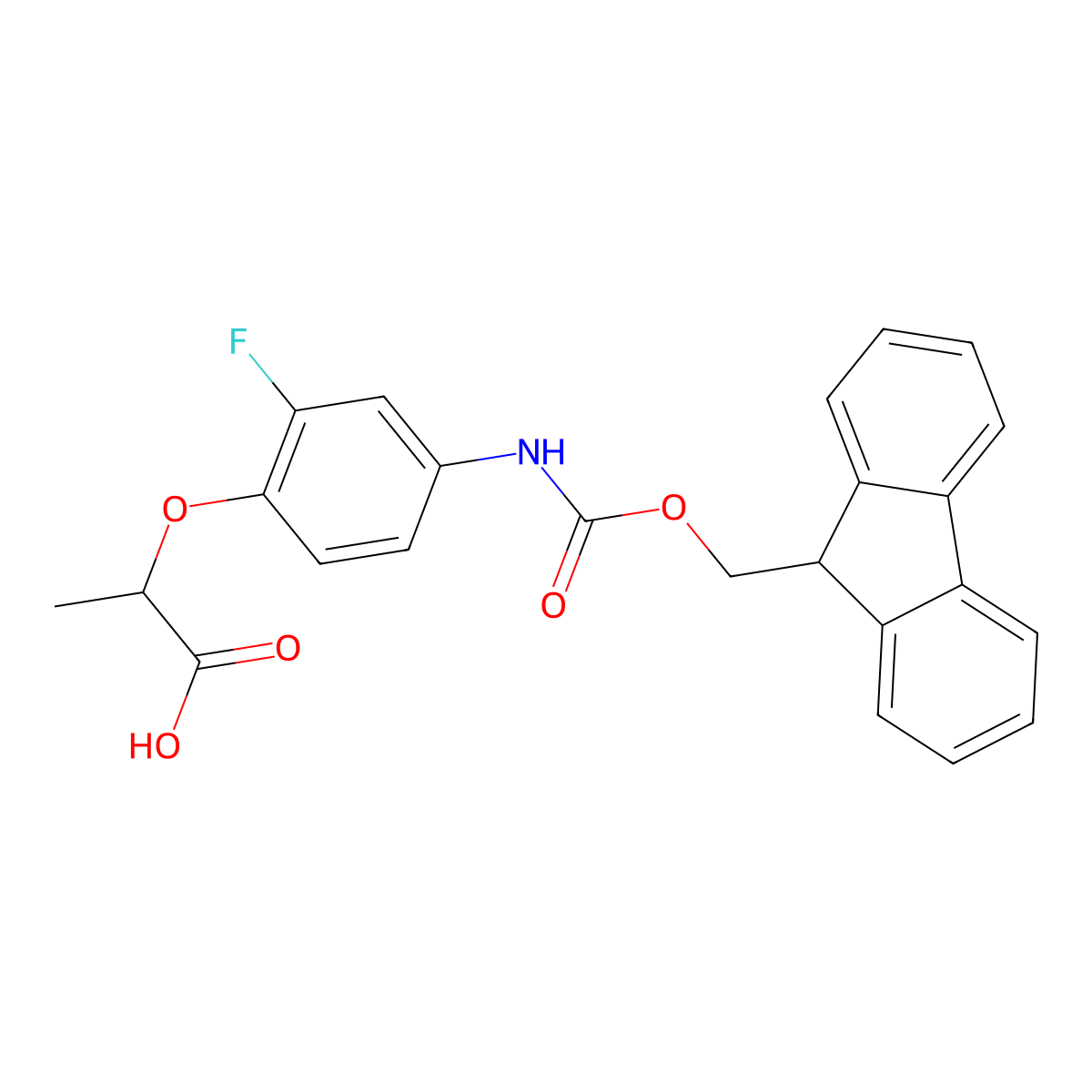 2-[4-({[(9H-fluoren-9-yl)methoxy]carbonyl}amino)-2-fluorophenoxy]propanoic acid molecular structure, CAS 2287271-73-0