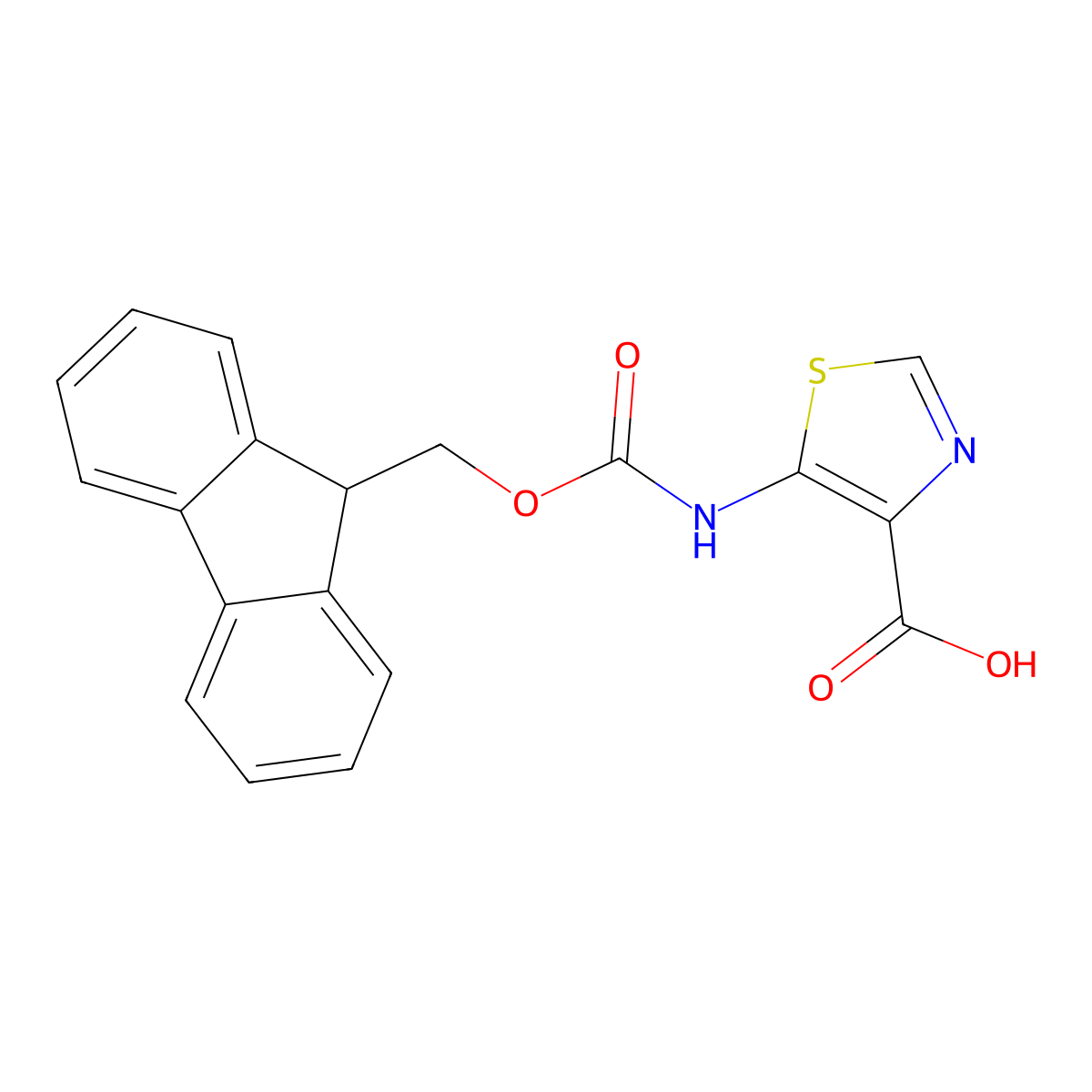 5-({[(9H-fluoren-9-yl)methoxy]carbonyl}amino)-1,3-thiazole-4-carboxylic acid molecular structure, CAS 2287271-92-3