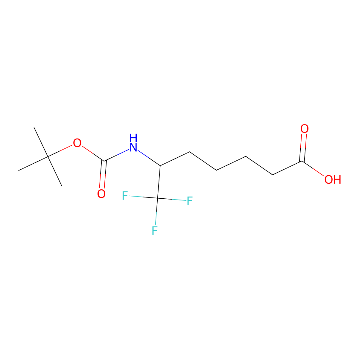 6-{[(Tert-butoxy)carbonyl]amino}-7,7,7-trifluoroheptanoic acid molecular structure, CAS 2287271-96-7
