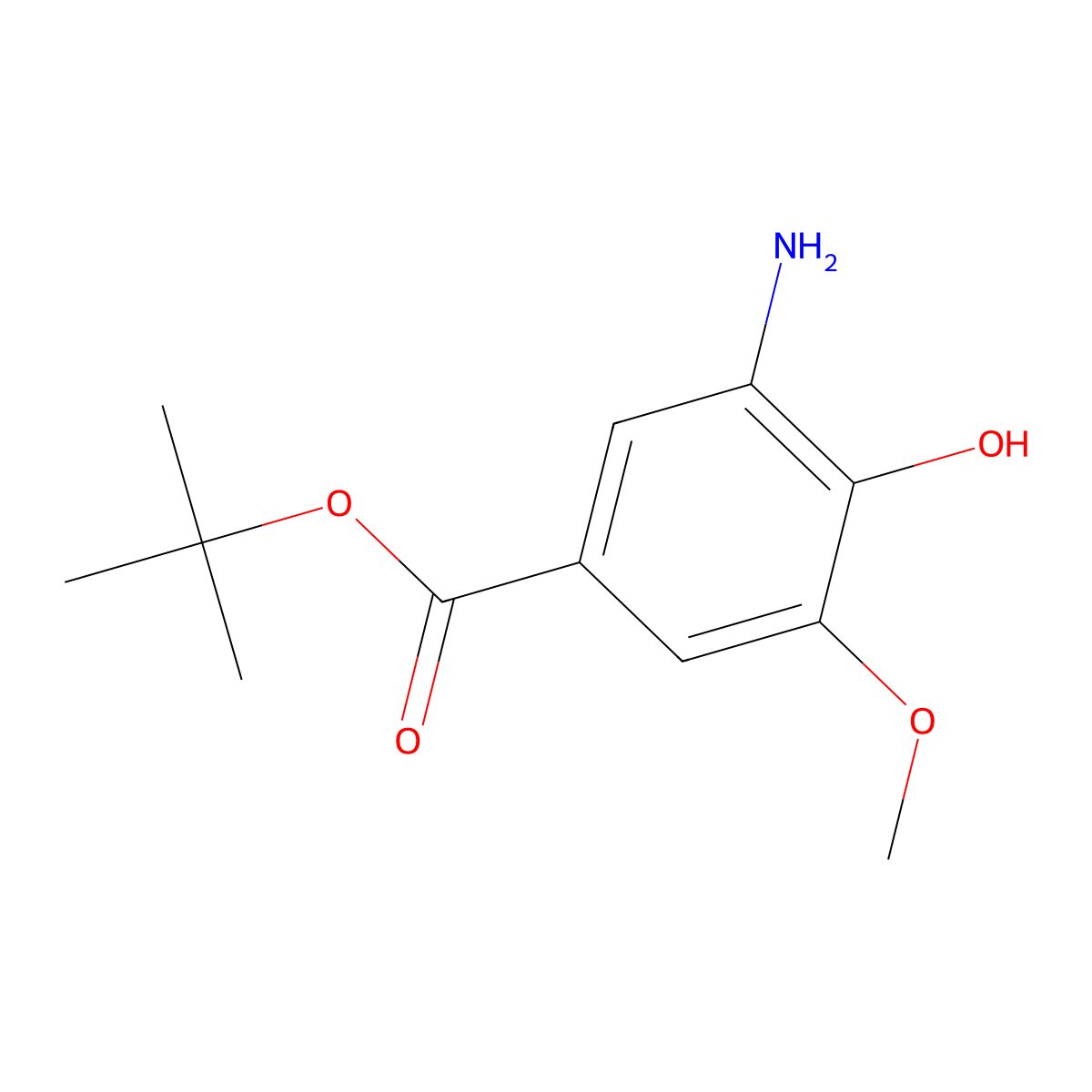 Tert-butyl 3-amino-4-hydroxy-5-methoxybenzoate molecular structure, CAS 2287272-02-8