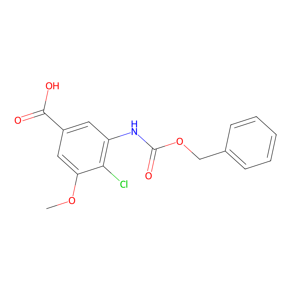 3-{[(Benzyloxy)carbonyl]amino}-4-chloro-5-methoxybenzoic acid molecular structure, CAS 2287272-03-9