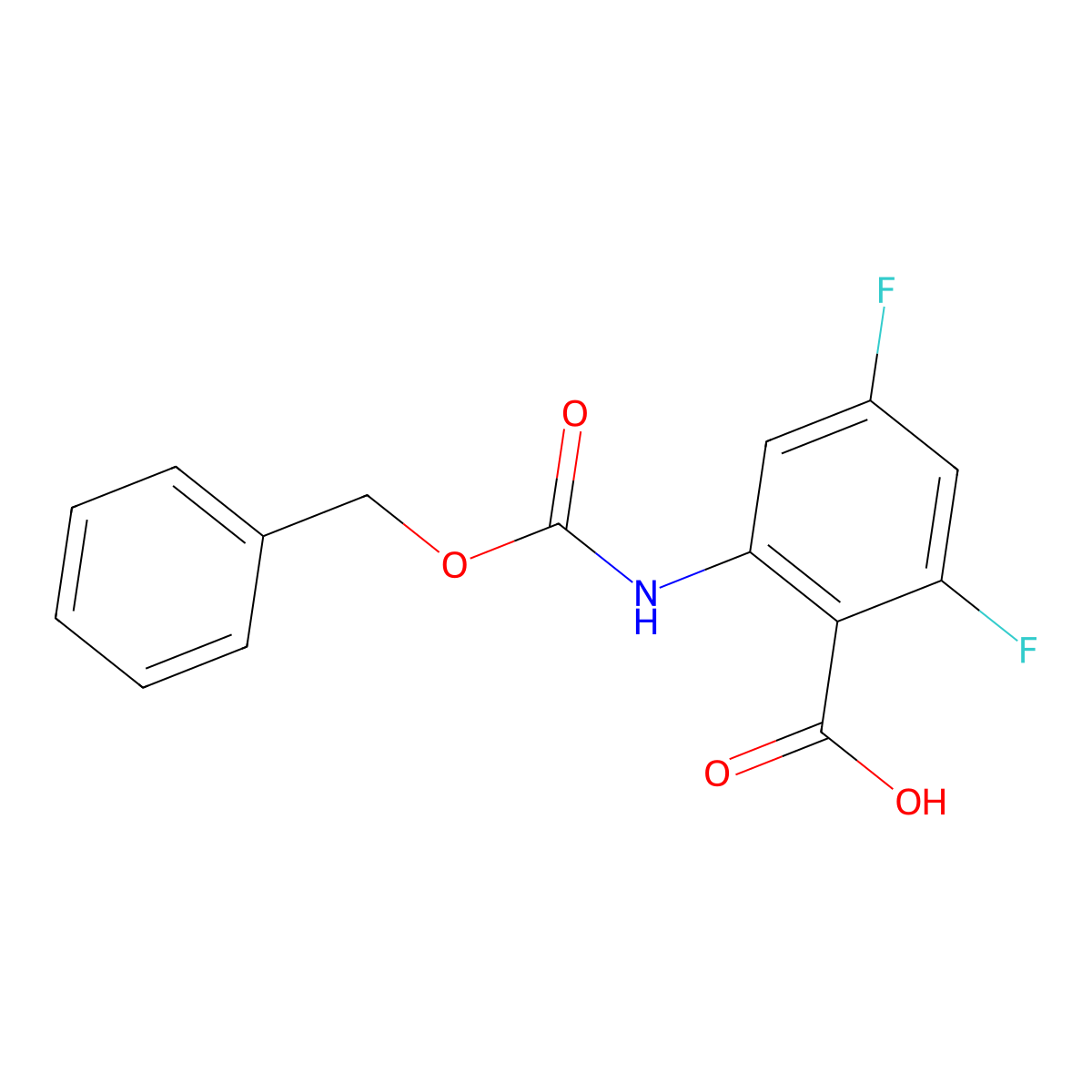 2-{[(Benzyloxy)carbonyl]amino}-4,6-difluorobenzoic acid molecular structure, CAS 2287272-09-5