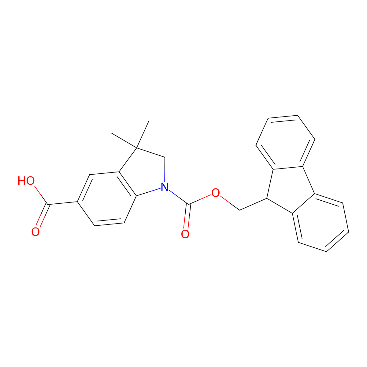 1-{[(9H-fluoren-9-yl)methoxy]carbonyl}-3,3-dimethyl-2,3-dihydro-1H-indole-5-carboxylicacid molecular structure, CAS 2287272-11-9