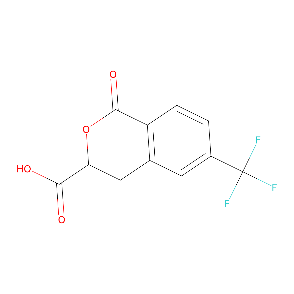 1-Oxo-6-(trifluoromethyl)-3,4-dihydroisochromene-3-carboxylic acid molecular structure, CAS 2287272-18-6