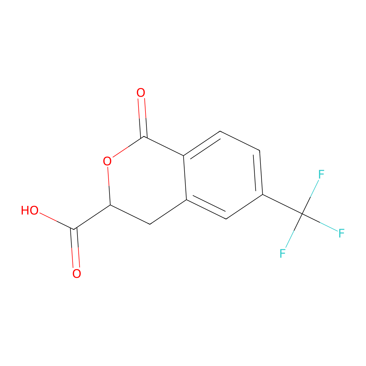 1-Oxo-6-(trifluoromethyl)-3,4-dihydroisochromene-3-carboxylic acid molecular structure, CAS 2287272-18-6