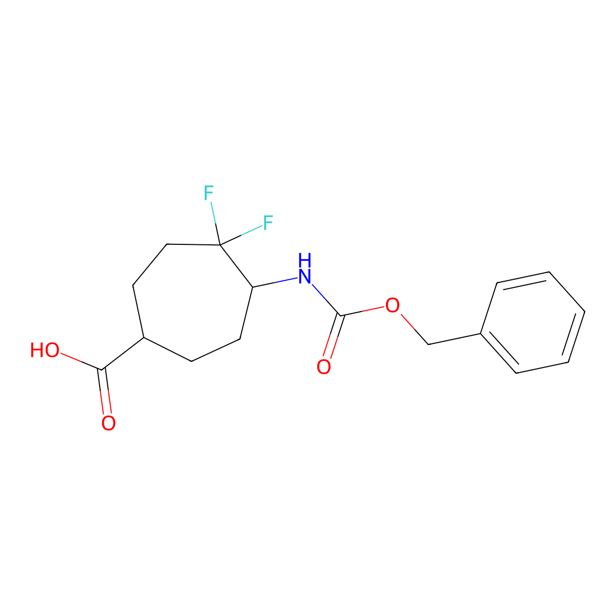 5-{[(Benzyloxy)carbonyl]amino}-4,4-difluorocycloheptane-1-carboxylic acid molecular structure, CAS 2287272-22-2