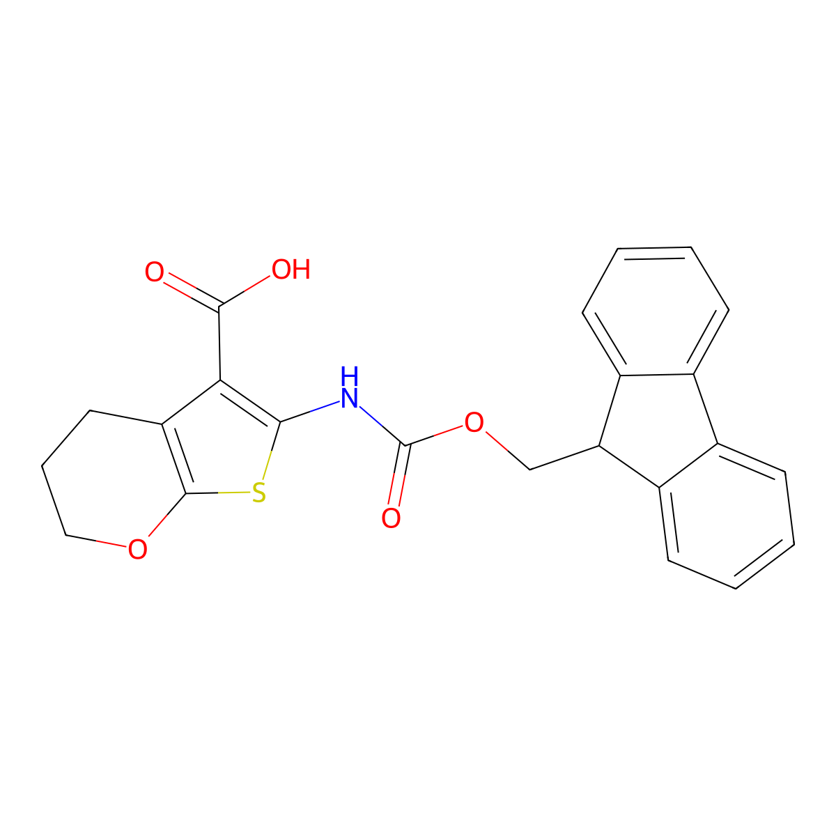 6-({[(9H-fluoren-9-yl)methoxy]carbonyl}amino)-2H,3H,4H-thieno[2,3-b]pyran-5-carboxylic acid molecular structure, CAS 2287272-26-6