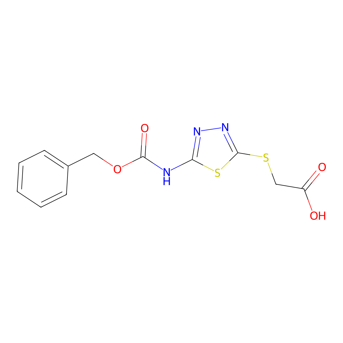 2-[(5-{[(Benzyloxy)carbonyl]amino}-1,3,4-thiadiazol-2-yl)sulfanyl]acetic acid molecular structure, CAS 2287272-36-8