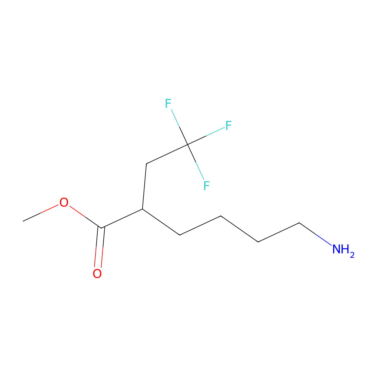 Methyl 6-amino-2-(2,2,2-trifluoroethyl)hexanoate molecular structure, CAS 2287272-39-1