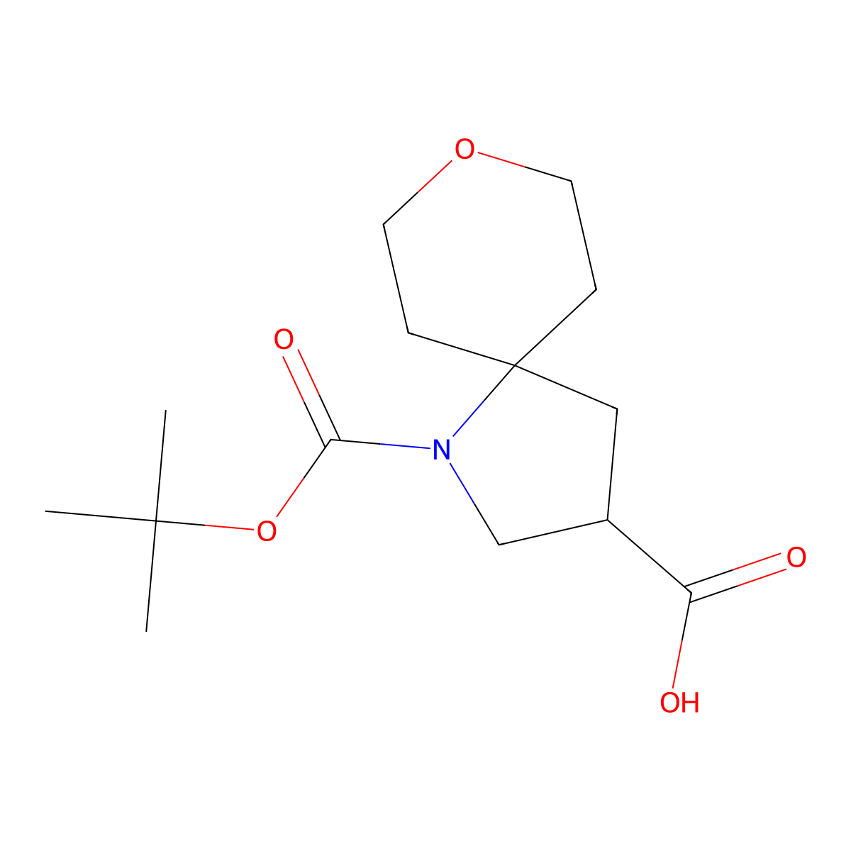 1-((Tert-butoxy)carbonyl)-8-oxa-1-azaspiro(4.5)decane-3-carboxylic acid molecular structure, CAS 2287272-43-7