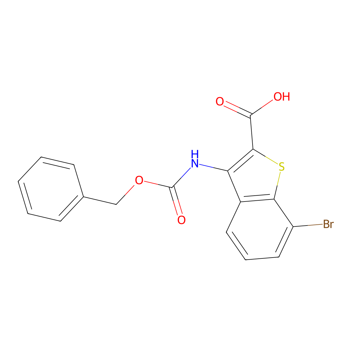 3-{[(Benzyloxy)carbonyl]amino}-7-bromo-1-benzothiophene-2-carboxylic acid molecular structure, CAS 2287272-61-9