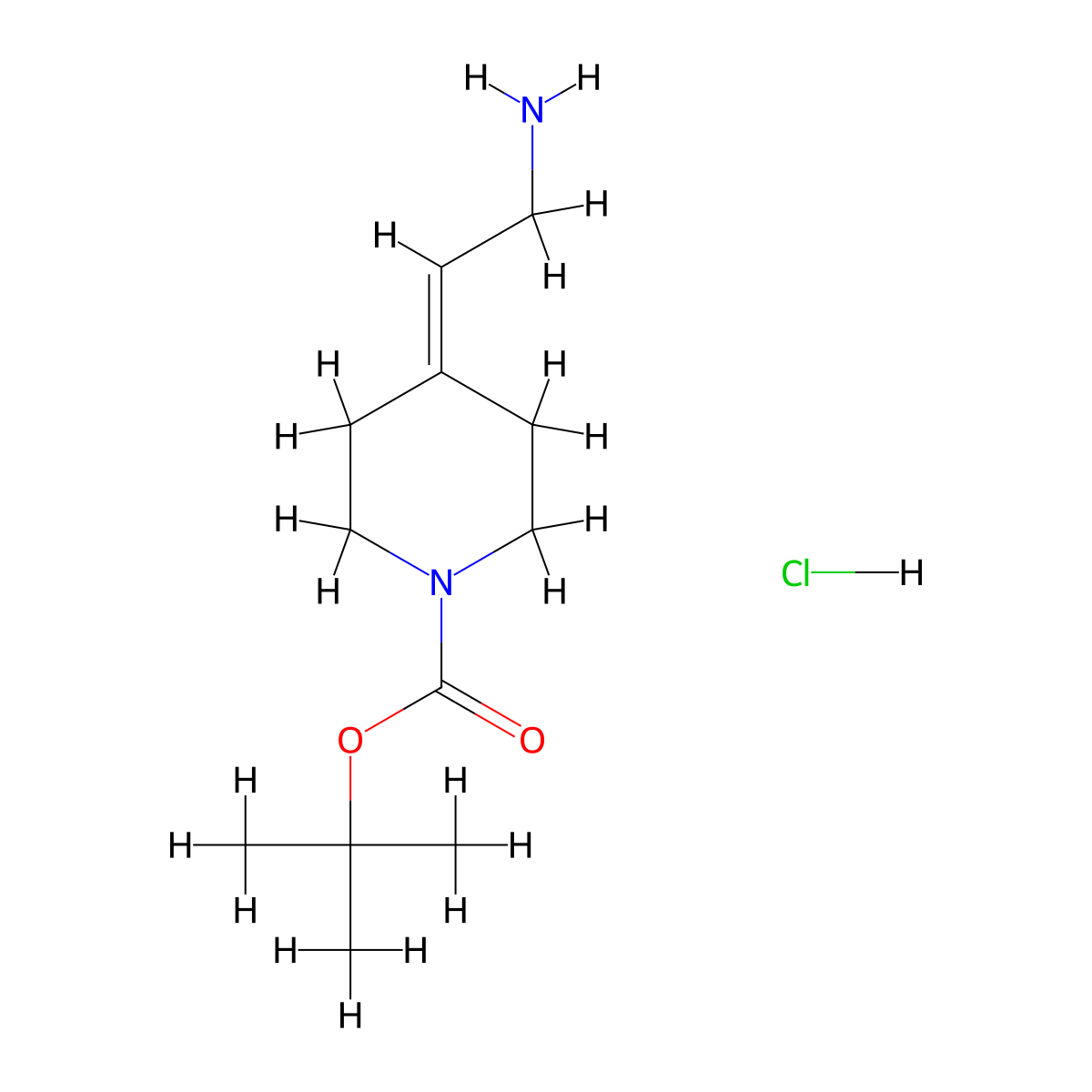 Tert-butyl4-(2-aminoethylidene)piperidine-1-carboxylatehydrochloride molecular structure, CAS 2287272-83-5