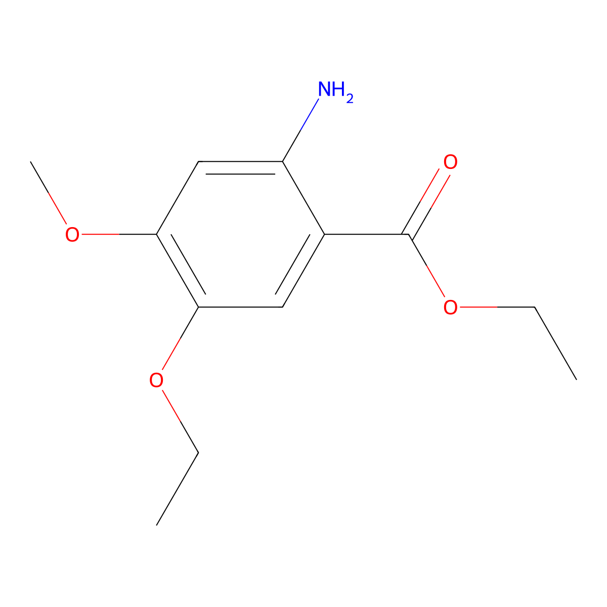 Ethyl 2-amino-5-ethoxy-4-methoxybenzoate molecular structure, CAS 2287272-93-7