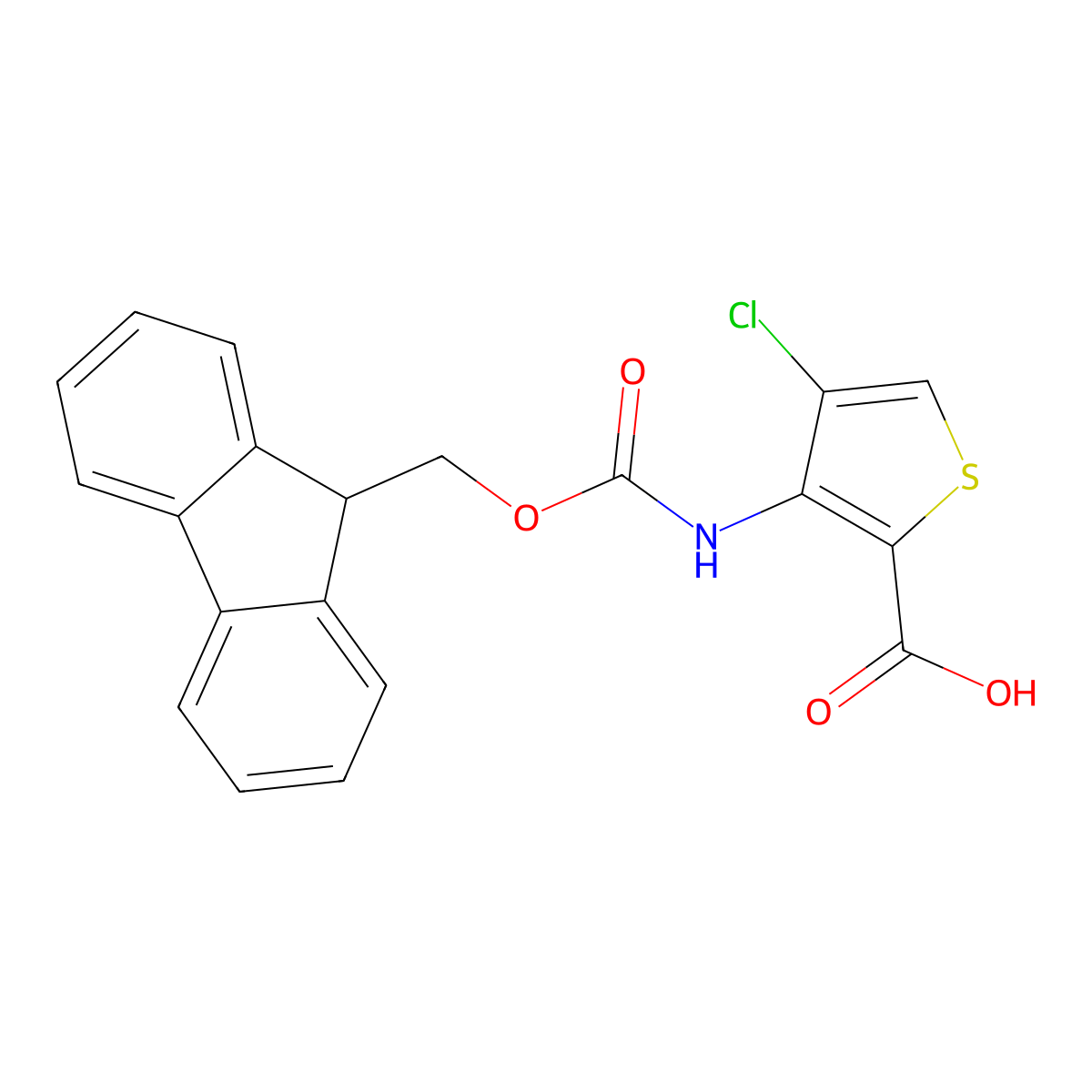 4-chloro-3-({[(9H-fluoren-9-yl)methoxy]carbonyl}amino)thiophene-2-carboxylic acid molecular structure, CAS 2287273-02-1
