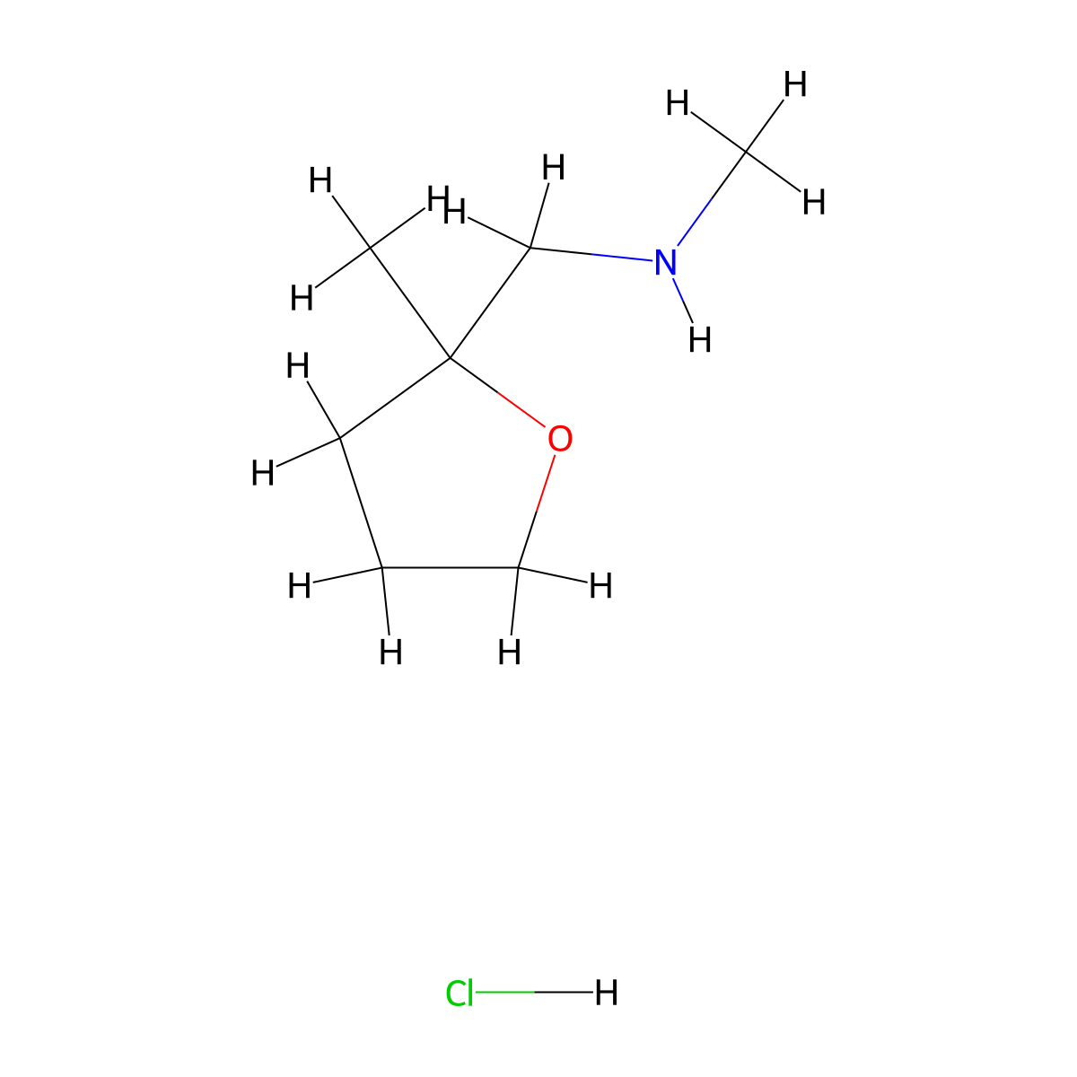 Methyl[(2-methyloxolan-2-yl)methyl]amine hydrochloride molecular structure, CAS 2287273-05-4