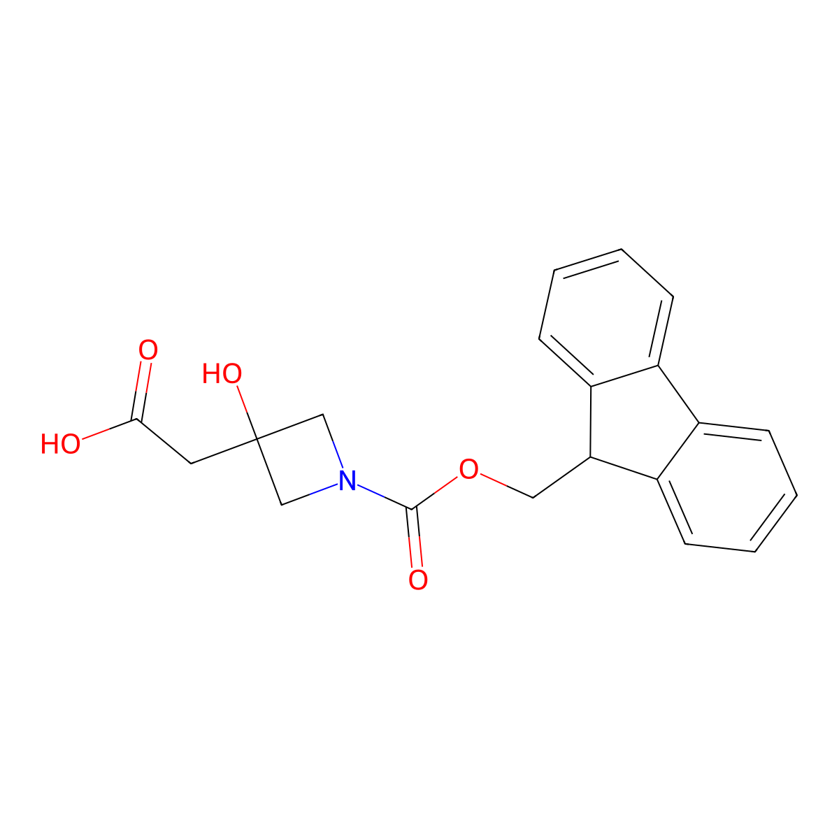 2-(1-{[(9H-fluoren-9-yl)methoxy]carbonyl}-3-hydroxyazetidin-3-yl)acetic acid molecular structure, CAS 2287273-07-6