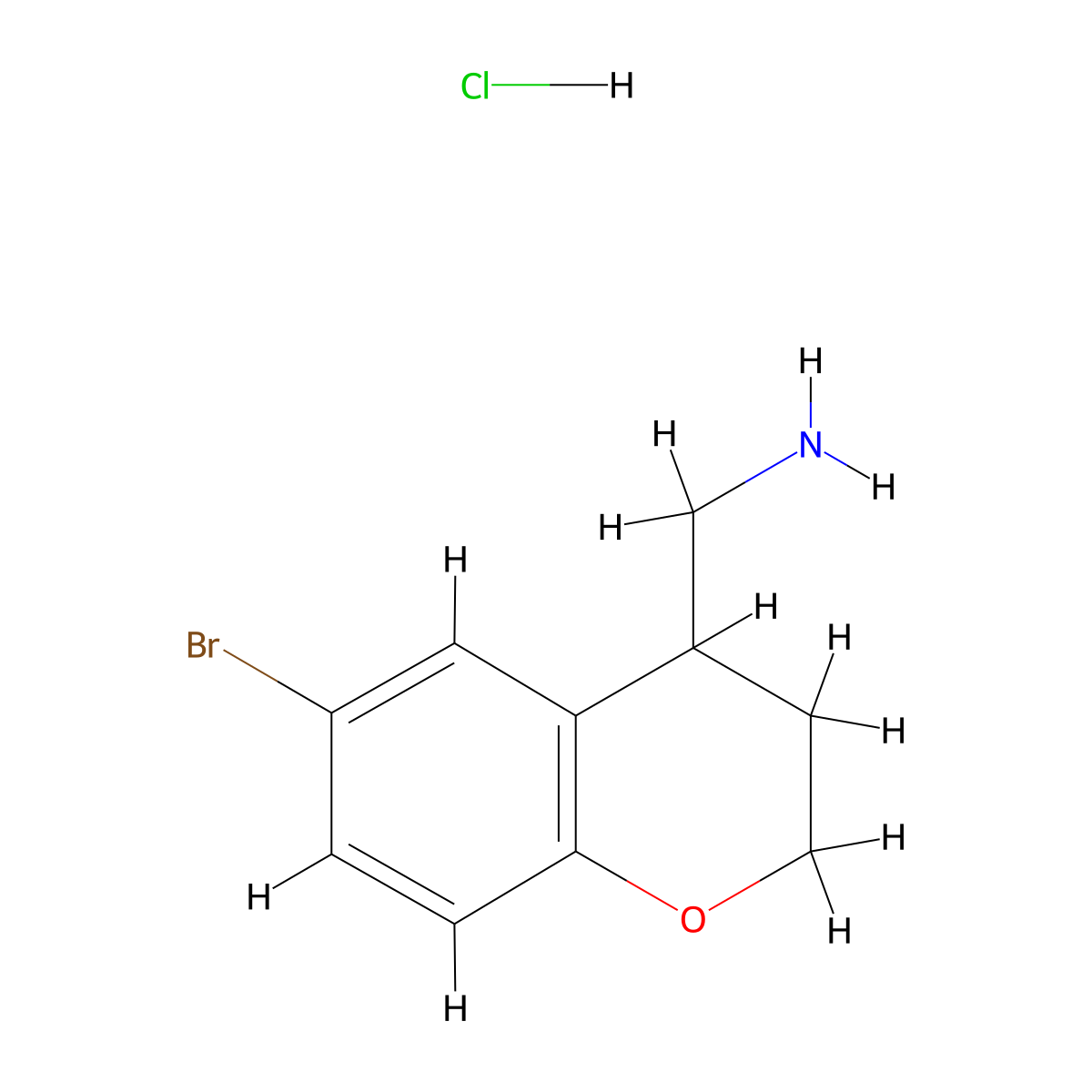 (6-bromo-3,4-dihydro-2H-1-benzopyran-4-yl)methanamine hydrochloride molecular structure, CAS 2287273-12-3