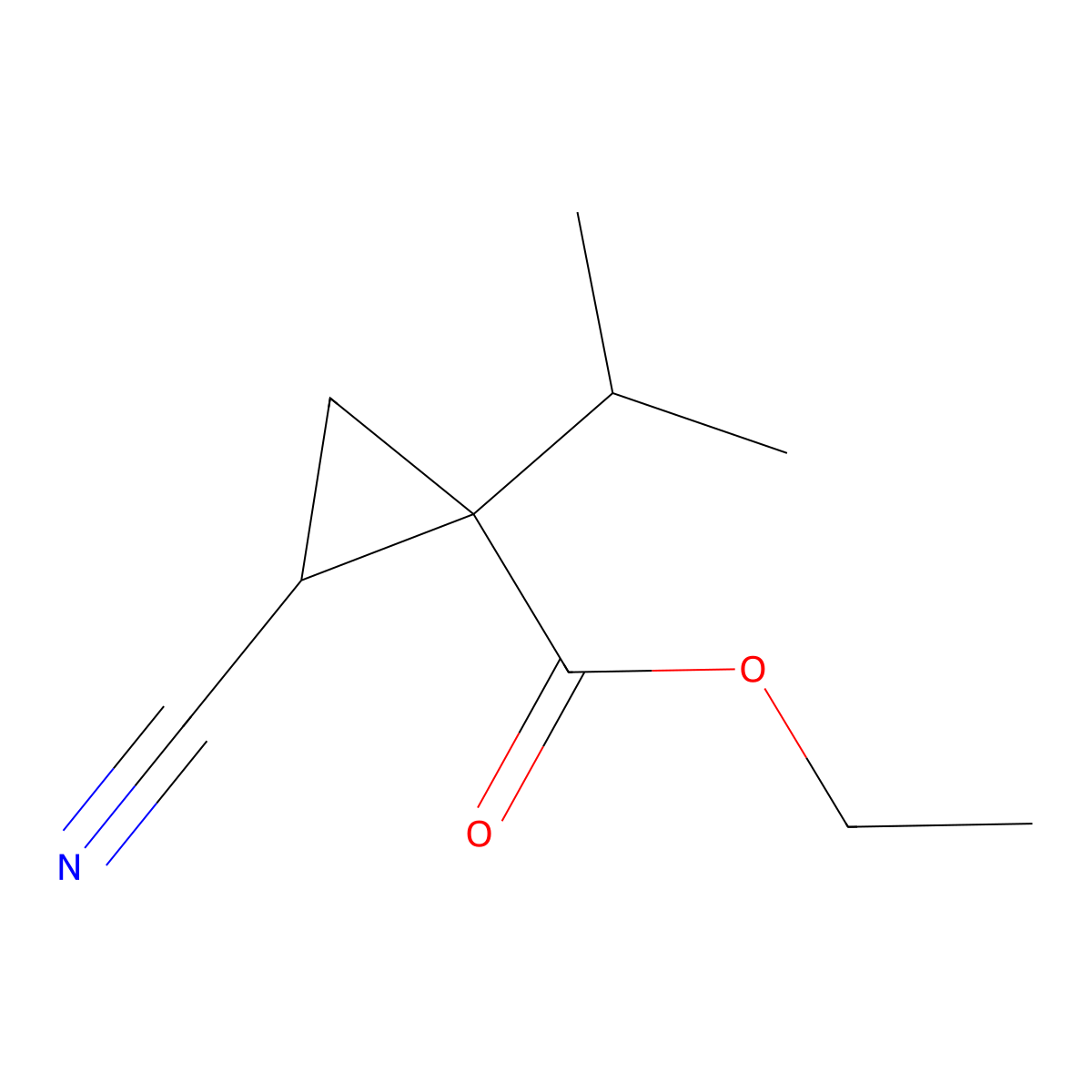 Ethyl 2-cyano-1-(propan-2-yl)cyclopropane-1-carboxylate molecular structure, CAS 2287273-28-1